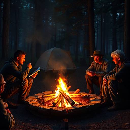 Imagen del curso de storytelling con personas contando historias alrededor de una fogata
